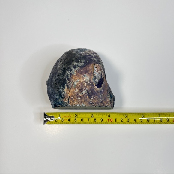 Blue Grey Agate Geode Candle Holder Half Polished Home Decor Gemstone Rock - Picture 9 of 13